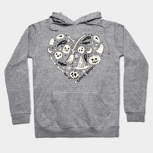 Halloween Heart Love Boo black Hoodie